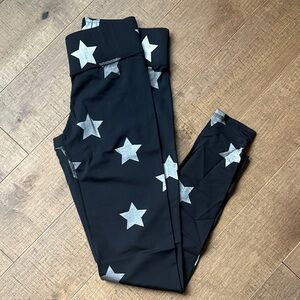 Terez Black Leggings with Silver Star Pattern